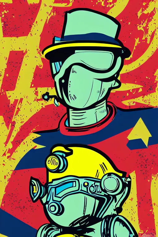 Image similar to fallout 7 6 retro futurist illustration art by butcher billy, sticker, colorful, illustration, highly detailed, simple, smooth and clean vector curves, no jagged lines, vector art, smooth andy warhol style