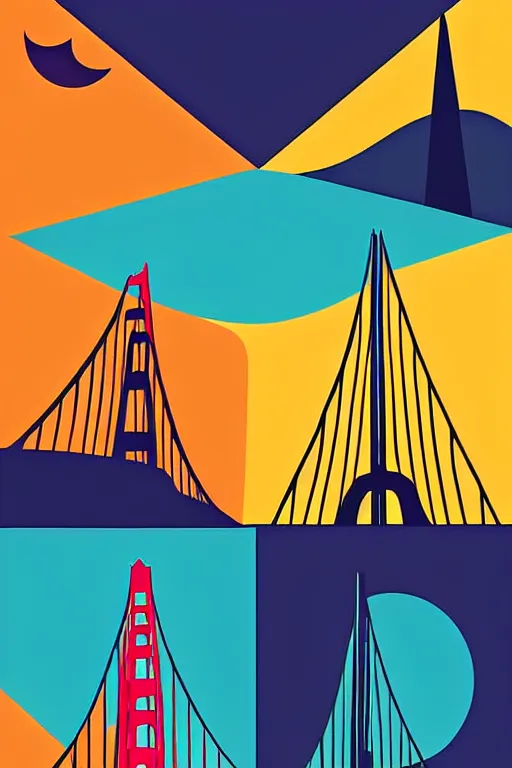 Image similar to minimalist boho style art of colorful san francisco, illustration, vector art