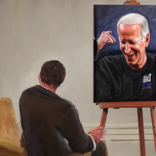 Image similar to mark zuckerberg talks to joe biden, oil painting, ideal, painting