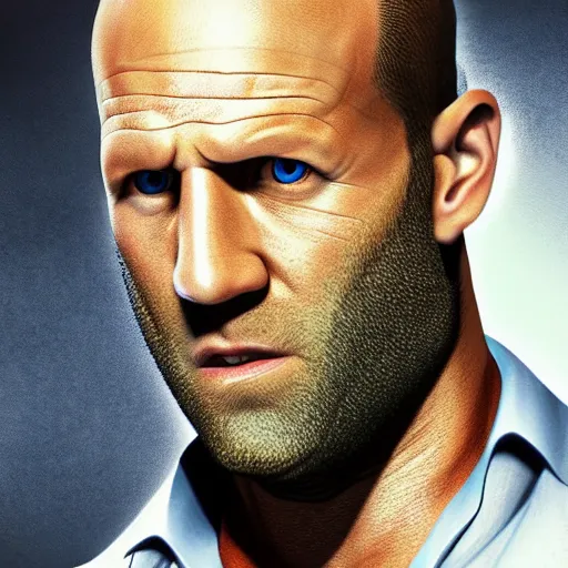 Image similar to cell shaded photo of jason statham as mario