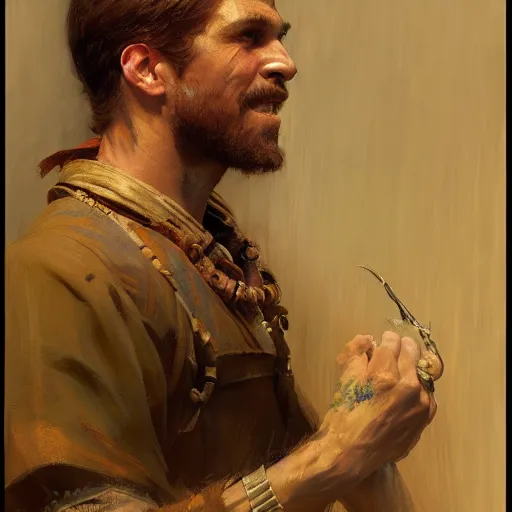 Image similar to stunning male villager, highly detailed painting by gaston bussiere, craig mullins, j. c. leyendecker, 8 k