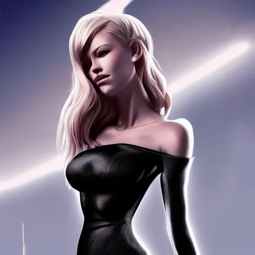 Prompt: painting of a female in a skintight dress, by dan hillier and charlie bowater and artgerm, 4 k post - processing highly detailed, trending on artstation, cinematic lightning, volumetric lightning, highly detailed, - s 1 5 0