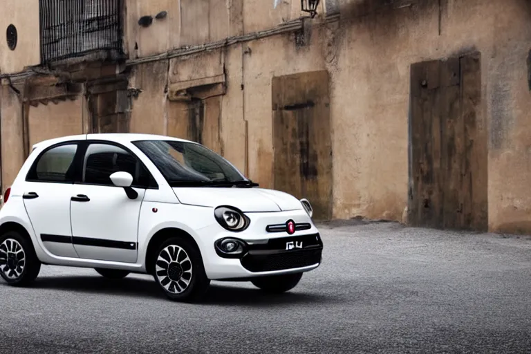 Prompt: A picture of the 2022 redesigned fiat 600, 4k, high resolution, intricate detail, car photography