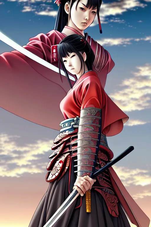 beautiful anime samurai princess warrior scenery | Stable Diffusion |  OpenArt