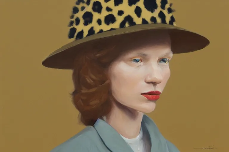 Prompt: young a woman with a leopard - shaped hat artwork by tim eitel