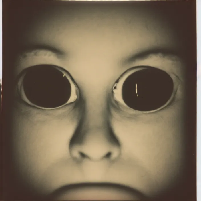 Prompt: a terrifying uncanny face staring right into the camera, polaroid, 3 5 mm, film shot, horror, dark, shadows, creepy