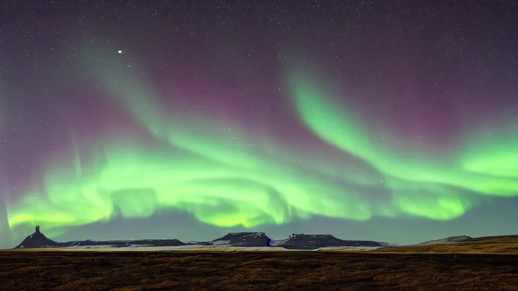 Prompt: iceland astrophotography, beautiful night sky, northern lights