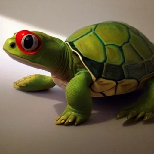 Prompt: My pet turtle that I painted like a white and red racecar is zooming around my room and I can't stop him. Damn maybe I shouldn't have given my turtle Adderall and Caffeine