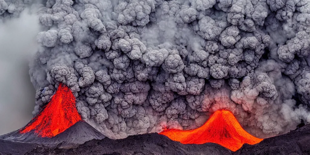 Image similar to Great volcanic eruption, Frida style.