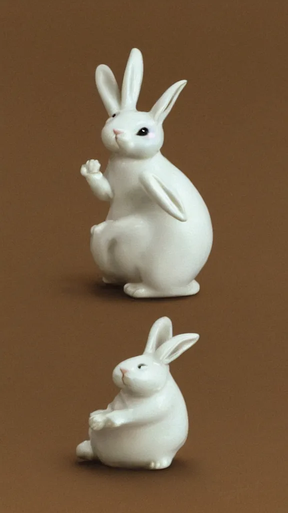 Prompt: a porcelain rabbit with a japanese pipe painted by john singer sargent