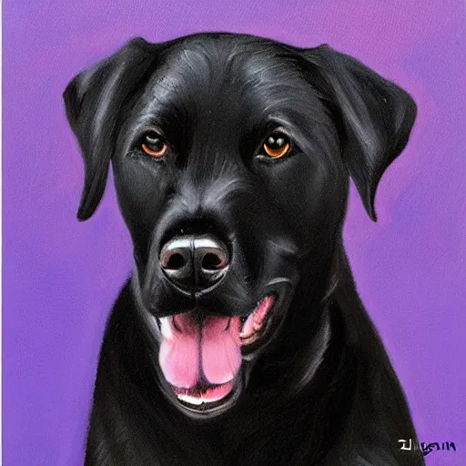 Prompt: portrait style oil painting of a black Labrador retriever, high quality, professional