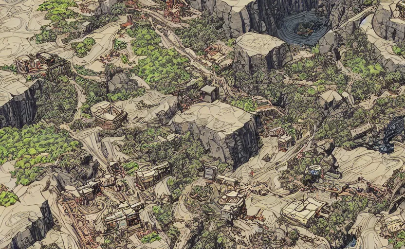 Prompt: the apex legends map kings canyon, high detail, Dan Mumford