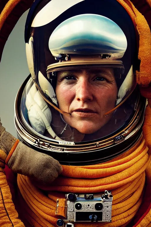 Prompt: extremely detailed portrait of astronaut, helmet, visor, full frame, award winning photo by jimmy nelson