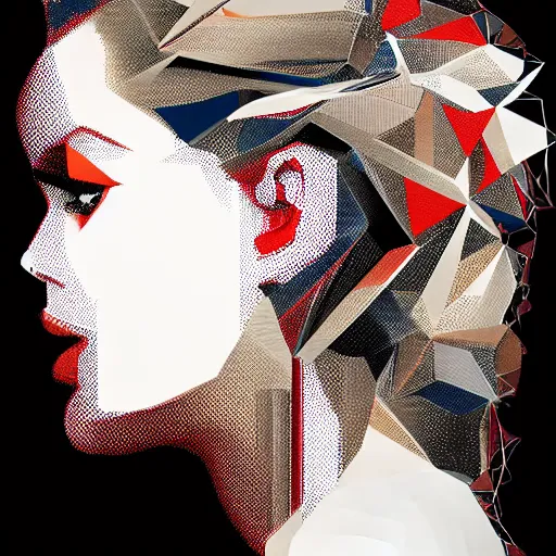 Prompt: beautiful elegant woman seen in profile, from the side, haloed by an explosion of microsoft excel chart lines and graphs by sandra chevrier, rik oostenbroek, simple contrasted color, white background