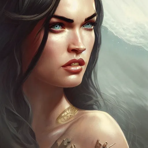 Image similar to megan fox, d & d, fantasy, portrait, highly detailed, digital painting, trending on artstation, concept art, sharp focus, illustration, art by artgerm and greg rutkowski and magali villeneuve