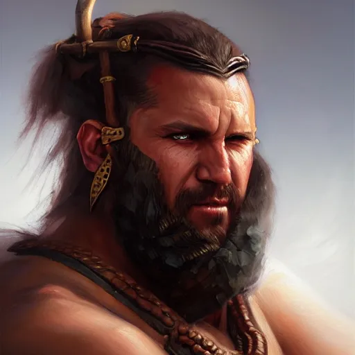Image similar to a _ fantasy _ style _ portrait _ painting _ of barbarian oil _ painting _ unreal _ 5 _ daz. _ rpg _ portrait _ extremely _ detailed _ artgerm _ greg _ rutkowski _ greg