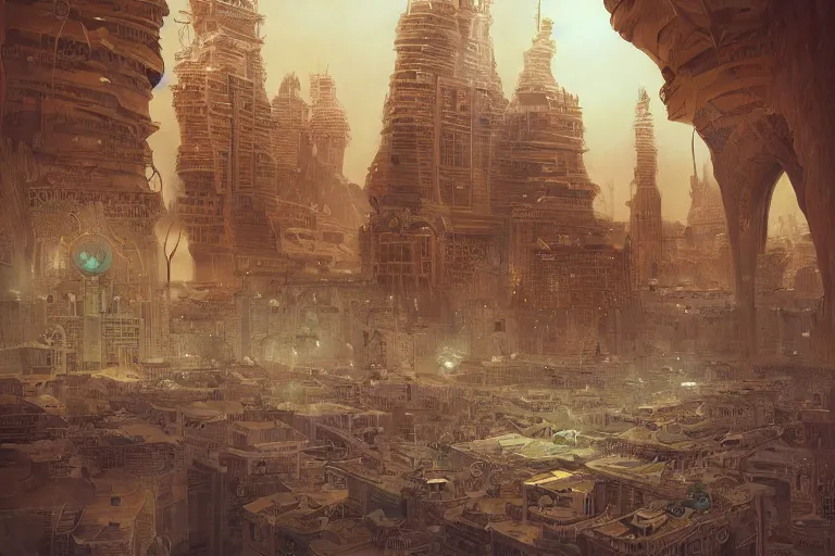 Prompt: The City of Riyadh, ancient science fiction art, fantasy, intricate details, elegant, highly detailed, digital painting, artstation, concept art, character design, smooth, sharp focus, illustration, illustration painting by Mandy Jurgens and Malgorzata Kmiec and Dang My Linh and Lulu Chen and Alexis Franklin and Filip Hodas and Pascal Blanche and Bastien Lecouffe Deharme, detailed intricate ink illustration, heavenly atmosphere, detailed illustration, digital art, overdetailed art, complementing colors, trending on artstation, Cgstudio, the most beautiful image ever created, dramatic, subtle details, illustration painting, vibrant colors, 8K, award winning artwork, high quality printing, fine art, intricate, epic lighting, very very very very beautiful scenery, 8k resolution, digital painting, sharp focus, professional art, atmospheric environment, 8k ultra hd, artstationHD, hyper detailed, elegant, cinematic, awe inspiring, beautiful masterpiece, rim light, volumetric ray tracing