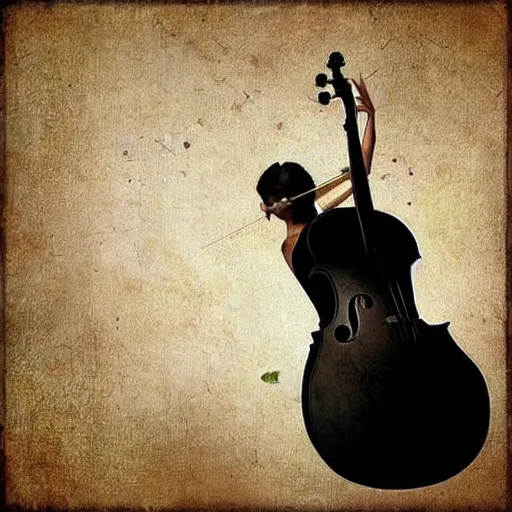 Prompt: woman with cello shape body by catrin welz - stein