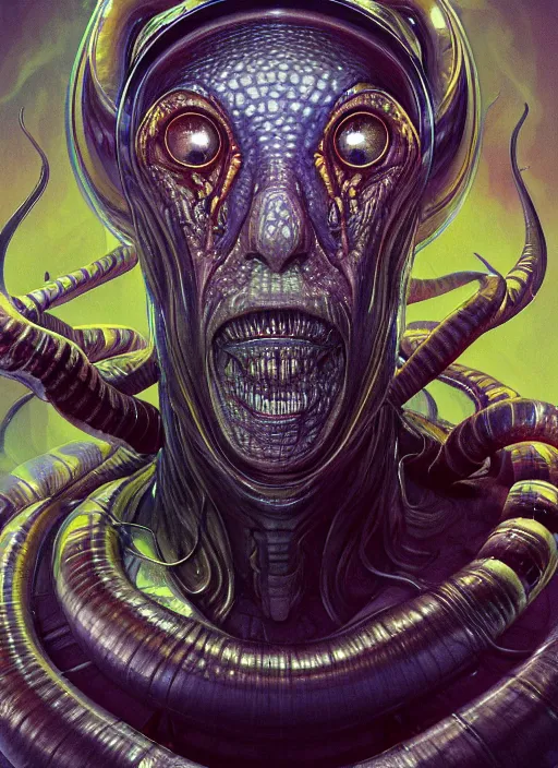 Image similar to elon musk as mollusk, slime, drool, portrait, intricate, elegant, highly detailed, digital painting, artstation, concept art, wallpaper, smooth, sharp focus, illustration, art by h. r. giger and artgerm and greg rutkowski and alphonse mucha