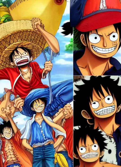 Image similar to A full portrait photo of real-life luffy one piece, f/22, 35mm, 2700K, lighting, perfect faces, award winning photography.