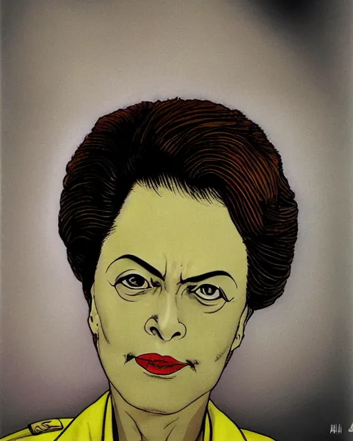 Image similar to Dilma Rousseff portrait by Hirohiko Araki, Araki style, JJBA, anime