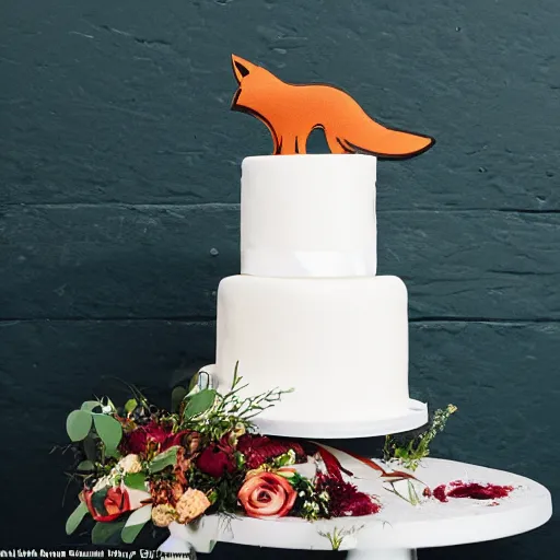 Image similar to studio photography of wedding cake in the shape of a fox