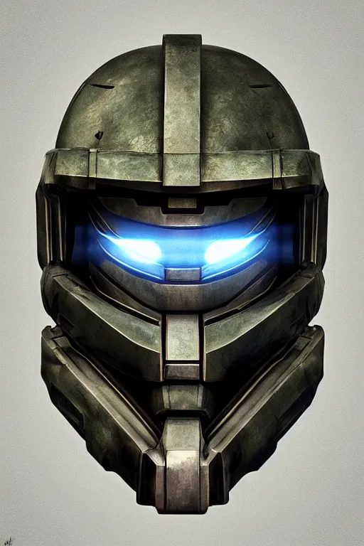 Image similar to robot ninja mask helmet halo master chief radiating a glowing aura global illumination ray tracing hdr fanart arstation by ian pesty and katarzyna da „ bek - chmiel