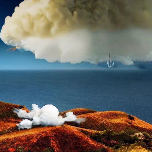 Prompt: madeira island nuked by a nuclear bomb, cloud shroom, cinematic shot, realistic, hdr, color, wide shot