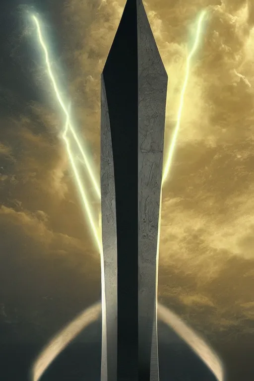 Image similar to buenos aires obelisk as a spaceship taking off, photorealistic sci - fi dramatic lighting fantasy art wallpaper