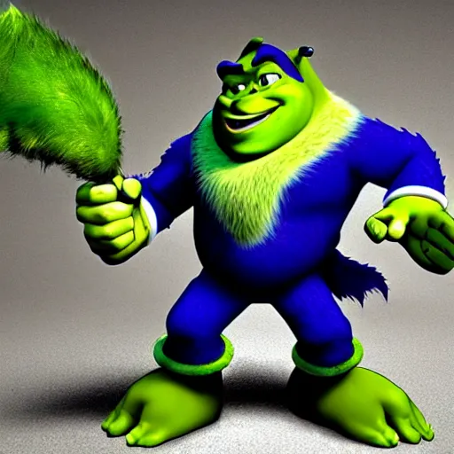 Image similar to the fusion of shrek and sonic the hedgehog