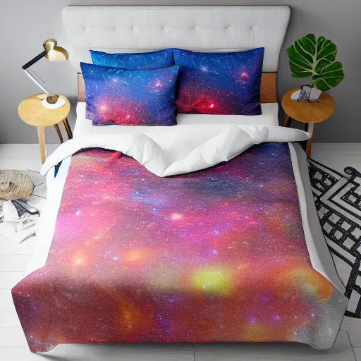 Prompt: Liminal space in outer space, bed cover