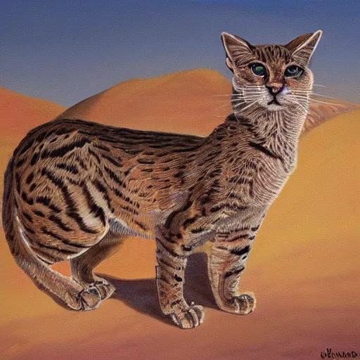 Prompt: painting of a desert cat