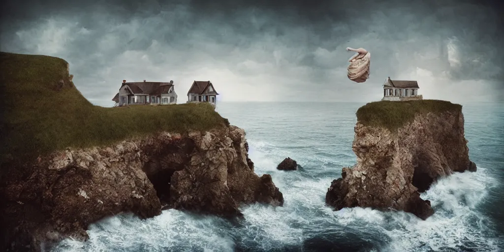 Image similar to a house on a cliff by the ocean by brooke shaden