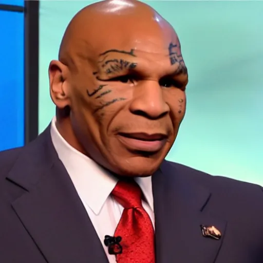 Prompt: mike tyson as a fox news anchor