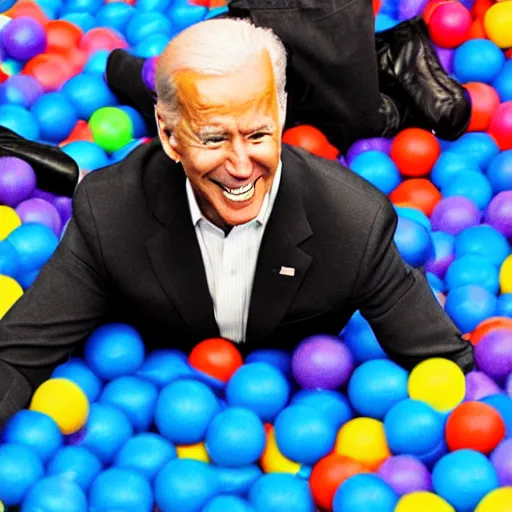 Prompt: joe biden playing in a ball pit