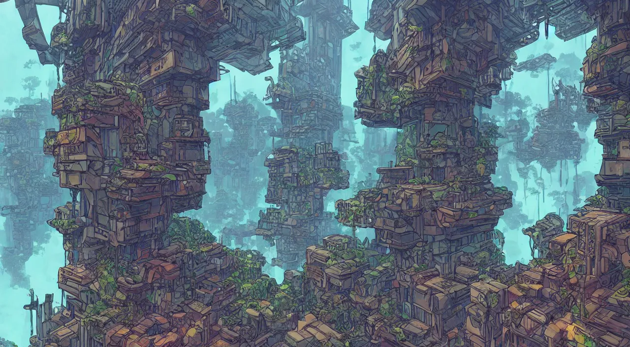 Image similar to open door wood wall fortress greeble block amazon jungle on portal unknow world ambiant fornite that looks like it is from borderlands and by feng zhu and loish and laurie greasley, victo ngai, andreas rocha, john harris