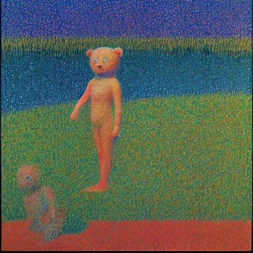 Image similar to a teddy bear production of die walkure, from the terrifying and incomprehensible beyond, body horror, by david hockney, seurat