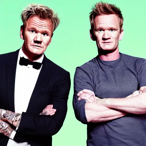 Image similar to gordon ramsay and neil patrick harris,