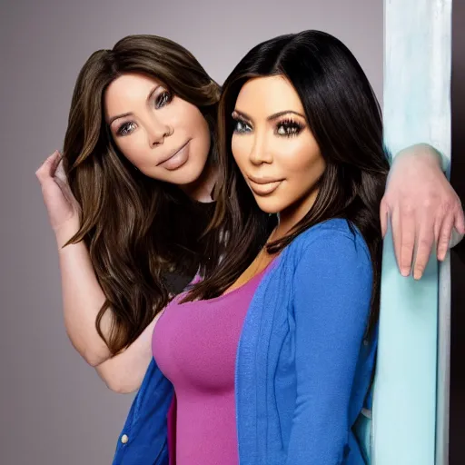 Image similar to Icarly with kim kardashian as Carly, 8k full HD photo, cinematic lighting, anatomically correct, oscar award winning, action filled, correct eye placement,