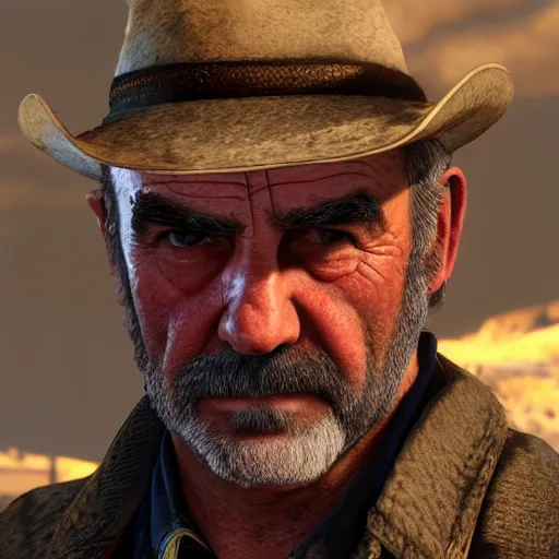 Image similar to Sean Connery in Red Dead Redemption 2 4K detail
