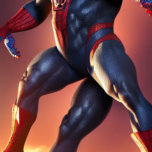 Prompt: spiderman as heavy wrestler, muscle , muscle extremely detailed, fantastic details full face, mouth, trending on artstation, pixiv, cgsociety, hyperdetailed Unreal Engine 4k 8k ultra HD, WLOP