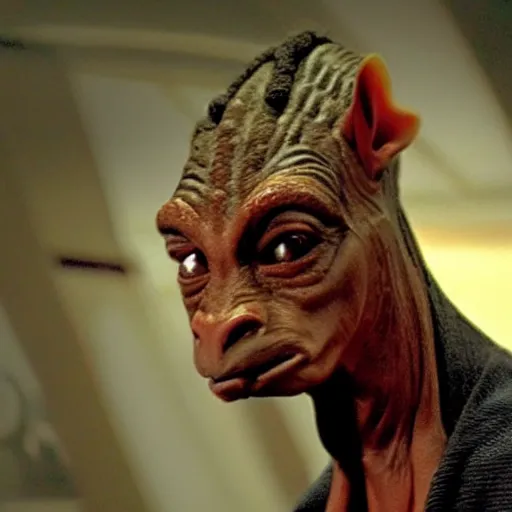 Image similar to a film still of jar jar binks son in star wars realistic, detailed