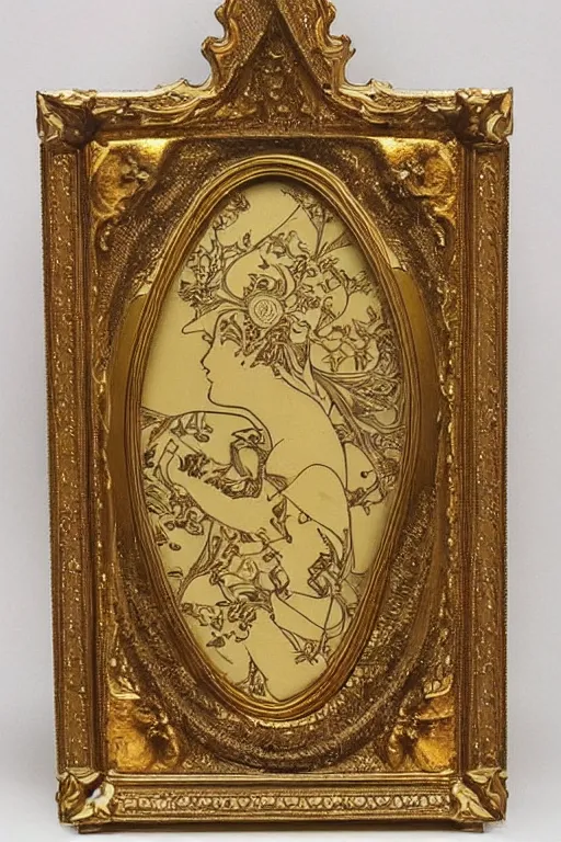 Image similar to an intricate art nouveau frame, golden entertwined edges art, matte, sharp focus,