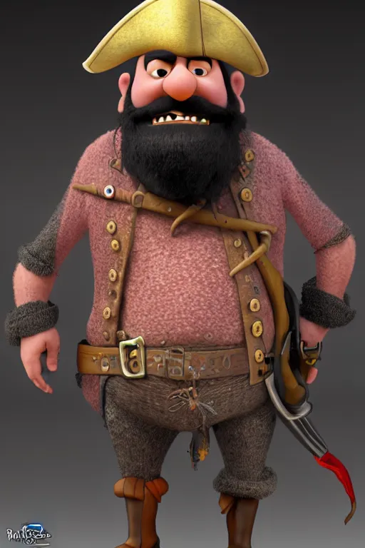 Prompt: portrait of the pirate blackbeard, full body. pixar disney 4 k 3 d render funny animation movie oscar winning trending on artstation and behance. ratatouille style.