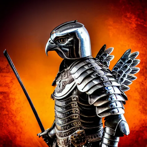 Prompt: photo of a warrior with metal eagle armour, highly detailed, 4k, HDR,