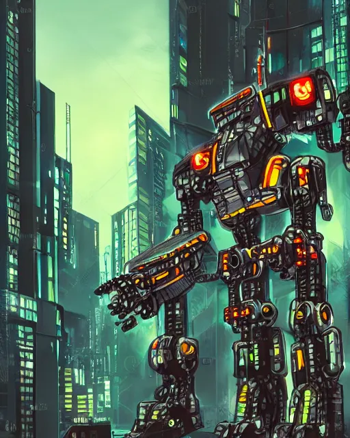 Image similar to mecha version of the tinman, danguiz, cyberpunk city street background