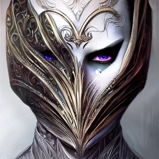 Prompt: Very very very very highly detailed epic photo of full face with scary venetian mask, intricate, dystopian, sci-fi, extremely detailed, digital painting, artstation, concept art, smooth, sharp focus, illustration, intimidating lighting, incredible art by Artgerm and Vincent di Fate