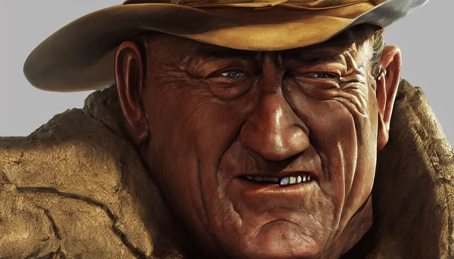 Prompt: Bust of John Wayne, hyperdetailed, artstation, cgsociety, 8k
