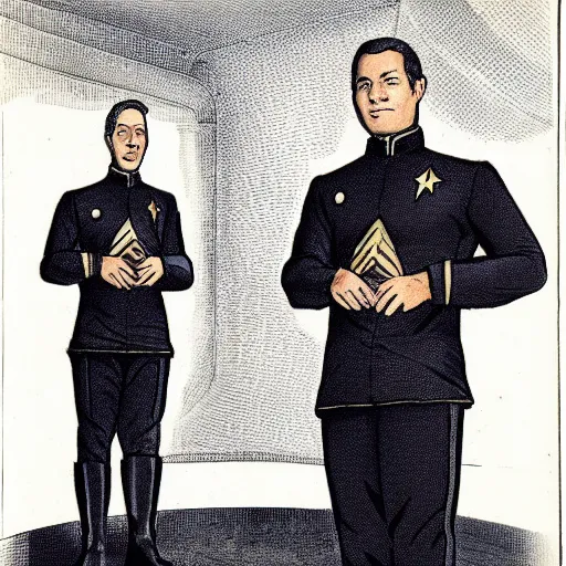 Image similar to starfleet uniform, portrait of julius cesar in strafleet uniform