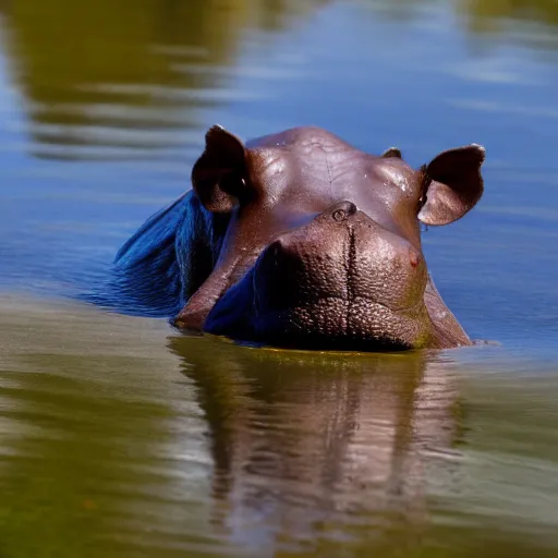 Image similar to A high quality photo of a hippo in a pond, 4k, detailed, focus on the hippo